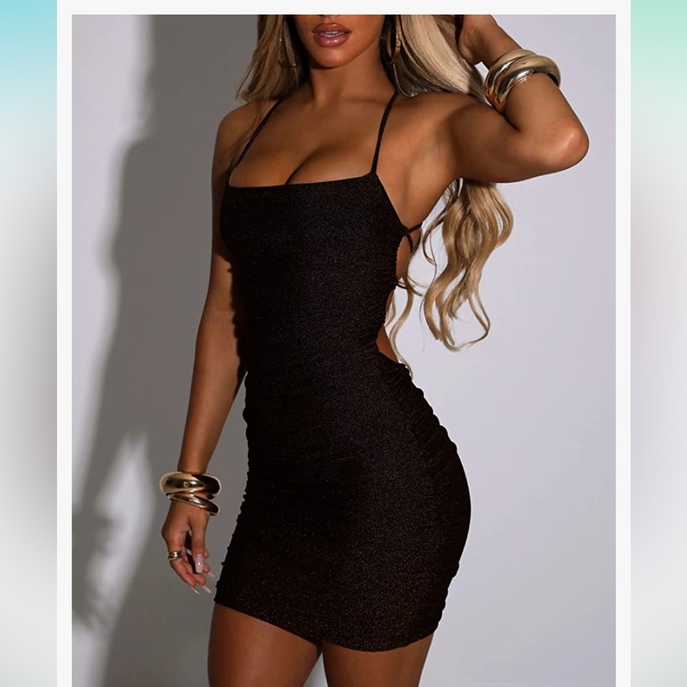 Black glitter bodycon dress! New!